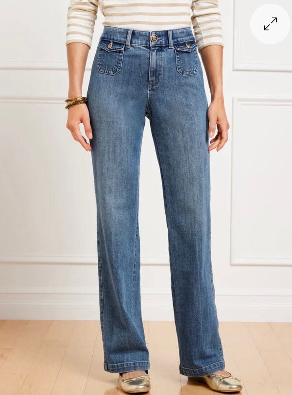 Talbots Classic Jean Trouser 20W Plus Size Priscilla Wash Wide Leg Blue Jeans